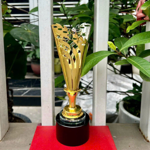 Cúp vinh danh làm bằng kim loại