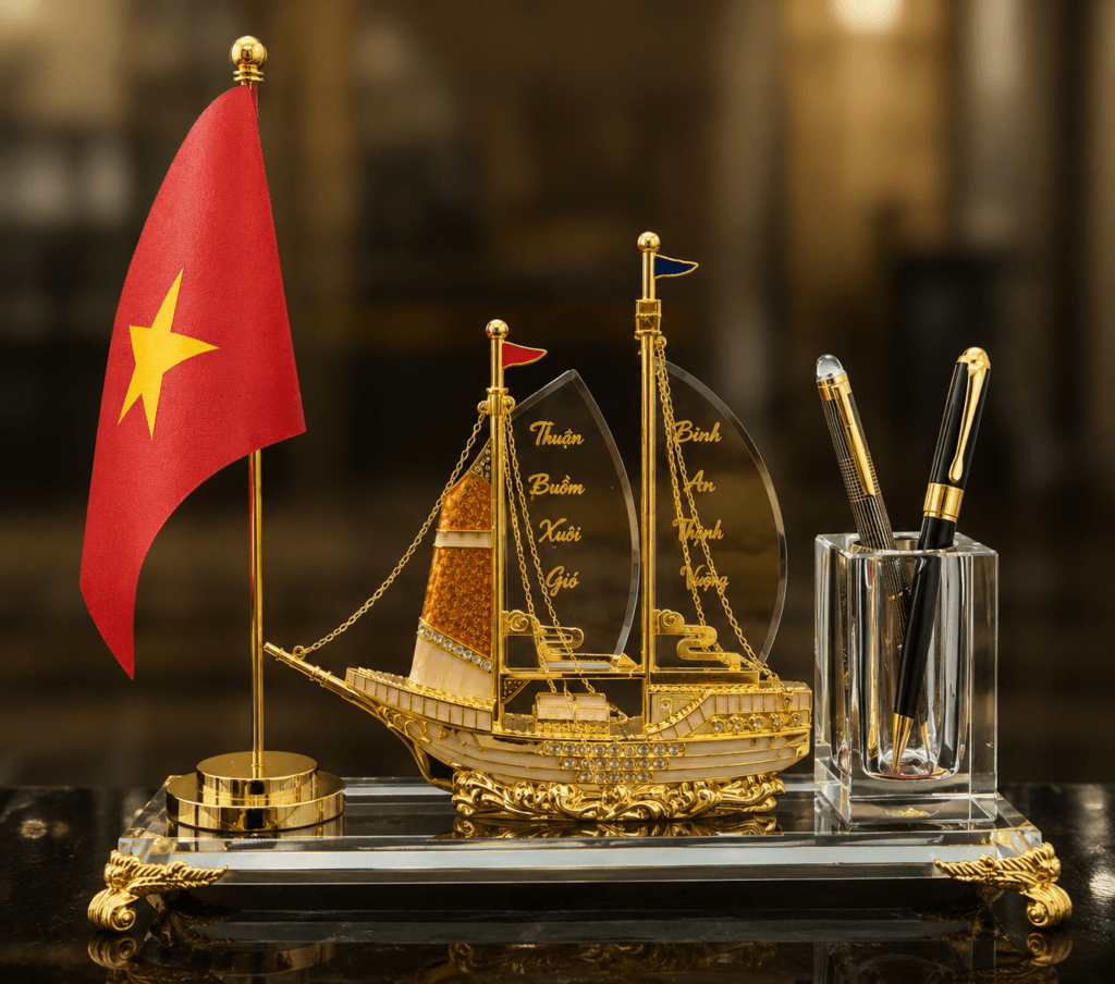 Bộ để bàn pha lê thuyền buồm 2