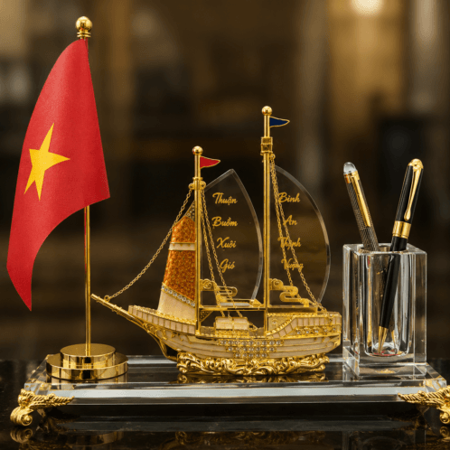 Bộ để bàn pha lê thuyền buồm 2